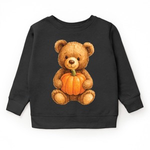 Watercolor Pumpkin Bear - Kids Youth Sweatshirt and Kids Toddler Sweatshirt - 1 of 1