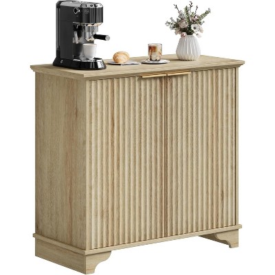 Coffee Bar Cabinet, Kitchen Storage Cabinet, Modern Farmhouse Buffet Sideboard w/Drawer, Barn Door Accent Cabinets for Kitchen, Dining Room