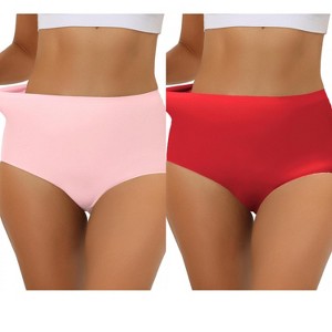 Allegra K Women's Elastic High-Waisted Unlined Breathable No-Show Hipster Underwear 2 Packs - 1 of 4