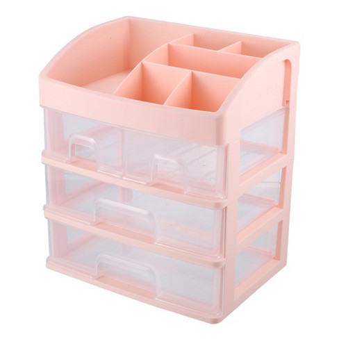 blur Titicacasøen ekstra Unique Bargains Large Capacity Cosmetics Makeup Organizer Desk Organizer  With 4 Drawers Pink : Target