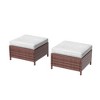 Sonkuki 2-Piece Ottomans with Solution-Dyed Fabric Cushion, All-Weather Wicker Ottomans, Ideal for Patio - 2 of 4