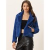 INSPIRE CHIC Women's Autumn Winter Cropped Notch Lapel Faux Fur Fluffy Jacket - 2 of 4