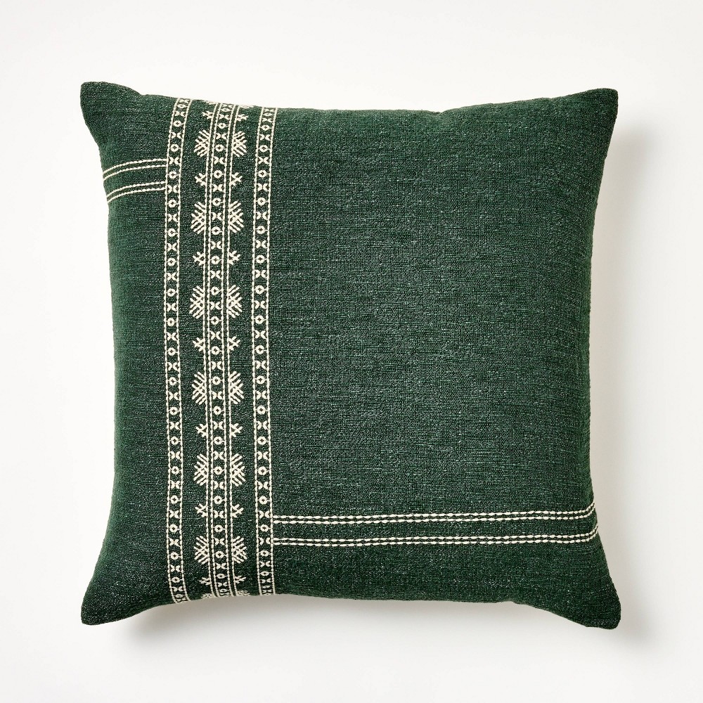 Photos - Pillow Oversized Embroidered Square Throw  Sage Green/Cream - Threshold™ de