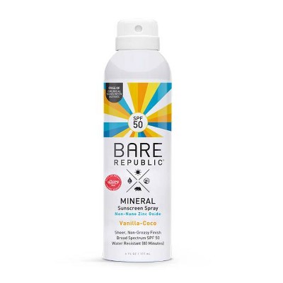 Bare Republic Mineral Sunscreen Vanilla Coco Spray SPF 50 - 6.0 fl oz