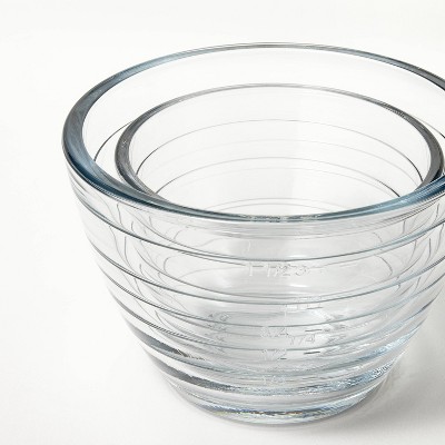 2pc (1 Cup &#38; 2 Cup) Glass Prep Bowl Set with Measurement Lines Clear - Figmint&#8482;