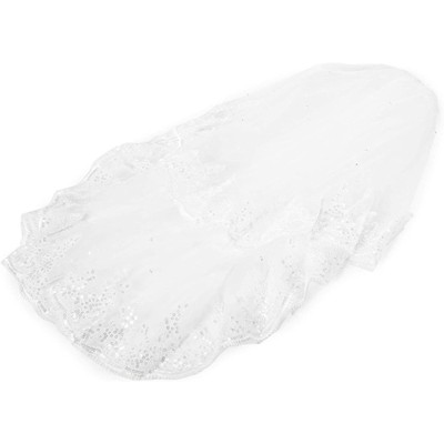 Sparkle and Bash 2 Tier Veil for Bride, Ivory Lace Bridal Veil for Wedding (34 Inches)