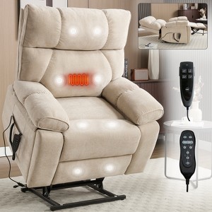 KWPZQEB Large Electric Power Lift Recliner, Glider Rocker Recliner w/ Heat & Massage, Cup Holders & Power-Remote, Rocker Chair for Living Room - 1 of 4