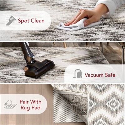 Beige Braided Spot Shag Synthetic 4' x 6' Area Rug