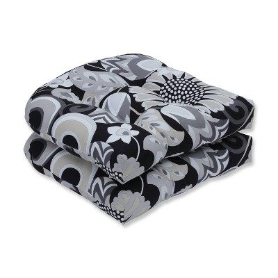 Outdoor/Indoor Sophia Black Wicker Seat Cushion Set of 2 - Pillow Perfect