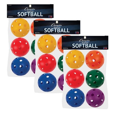 Champion Sports Plastic Softballs, 6 Per Set, 3 Sets