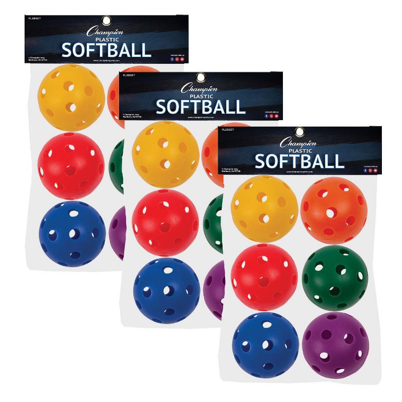 Champion Sports Plastic Softballs, 6 Per Set, 3 Sets, 1 of 4