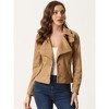 Allegra K Women's Faux Suede Lapel Collar Moto Biker Jacket - 3 of 4