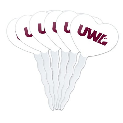 University of Wisconsin - La Crosse University Secondary Logo Heart Love Cupcake Picks Toppers Decoration Set of 6