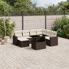 vidaXL 8 Piece Patio Sofa Set with Cushions - Brown and Cream - 2 of 4