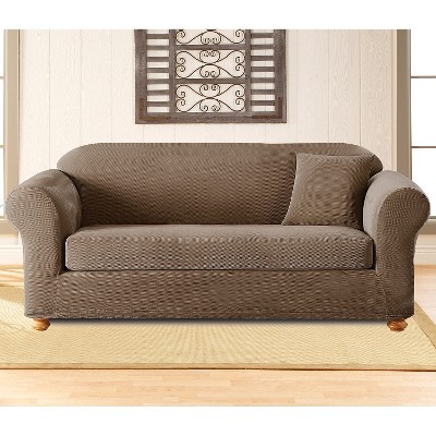 Stretch Pique 2 Piece Sofa Slipcover Taupe - Sure Fit, Brown
