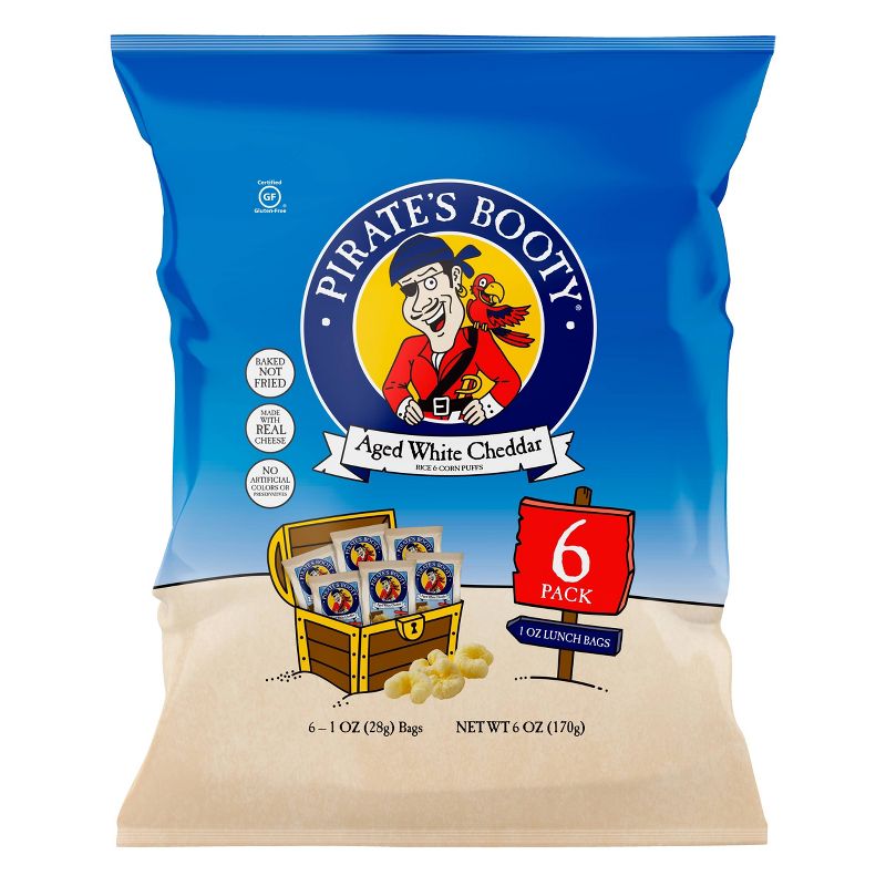 Pirate&#39;s Booty Aged White Cheddar Puffs - 6ct - 1oz, 1 of 5