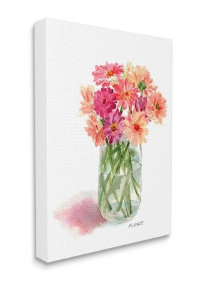 Stupell Industries Pink Daisy Watercolor Bouquet in Canning Jar