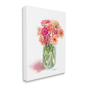 Stupell Industries Pink Daisy Watercolor Bouquet in Canning Jar - 1 of 4