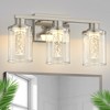 DORESshop 17 in. 3-Light Brushed Nickel LED Bathroom Vanity Light 5CCT Dimmable Fixture with Clear Glass Shades and Crystal Bulbs - 3 of 4