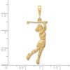 Black Bow Jewelry 14k Yellow Gold Large Female Golfer Pendant - 4 of 4