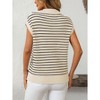 Women's V-Neck Sleeveless Knit Top Striped Collared Sweater for Casual Style - 2 of 4
