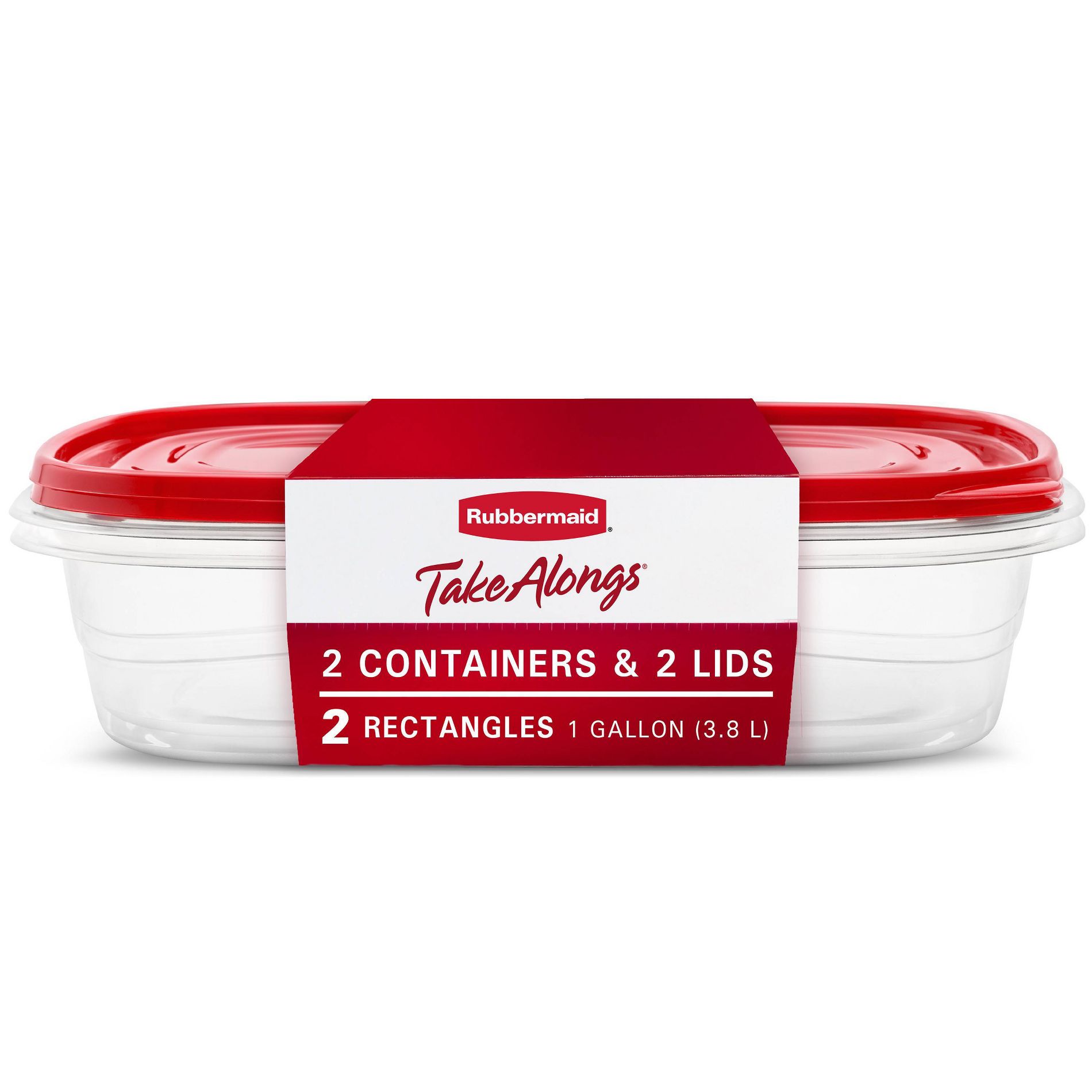 Rubbermaid TakeAlong 2pk 1.1gal Plastic Rectangle Food Storage Containers - Ruby Red: Microwave & Freezer Safe
