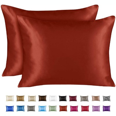 Satin Pillowcase  for Hair and Skin - 2 Pack Pillow Case with Zipper - Shopbedding
