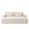 87" Oversized Corduroy Sectional Lounge Chaise with 2 Footstools - 2 of 4