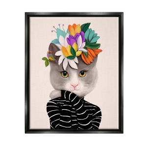 Stupell Industries Bold Floral Design Grey Cat Striped Sweater - 1 of 4