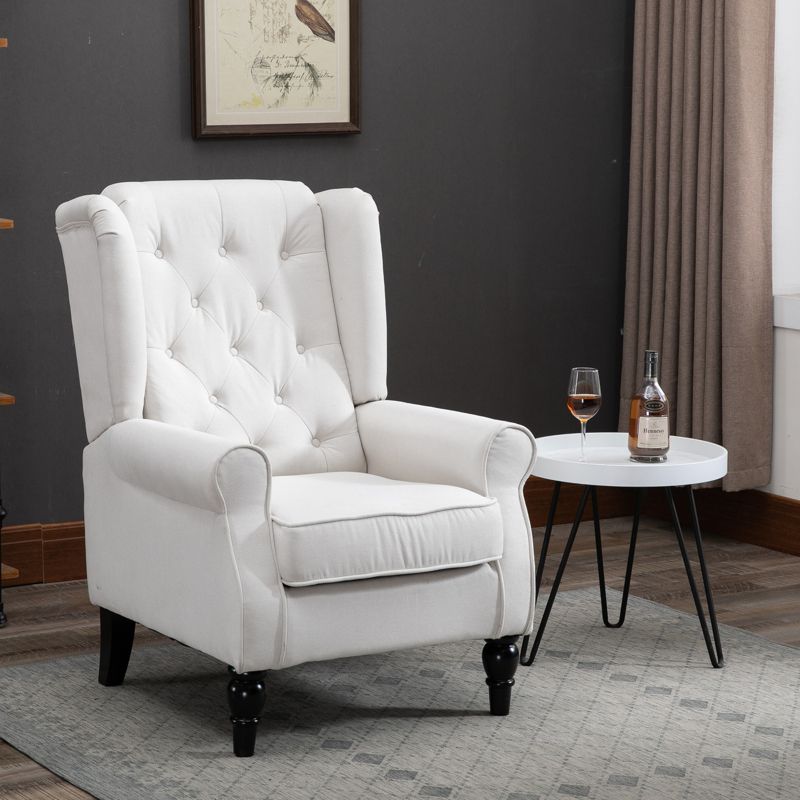 HOMCOM Button-Tufted Accent Chair with High Wingback, Rounded Cushioned Armrests and Thick Padded Seat, 3 of 11