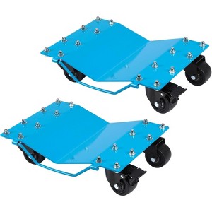 Heavy-Duty Tire Dolly Set of 2. Made from manganese steel with 360° rotatable wheels and anti-skid plates for safe, easy car movement - 1 of 4
