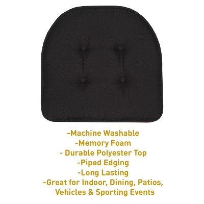 Black Memory Foam U-Shaped Chair Cushions Set of 6