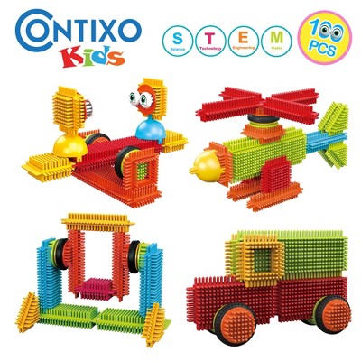 Contixo STEM Building Toys ST6 100 pcs Bristle Shape 3D Tiles Set Construction Learning Stacking Educational Blocks Creativity Beyond Imagination