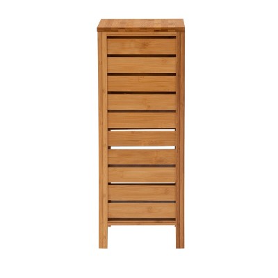 Natural Bamboo One-Door Bathroom Floor Cabinet with Shelves
