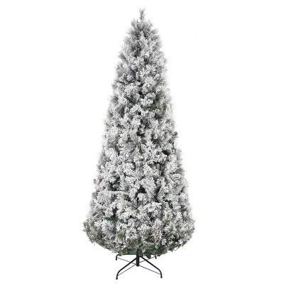 Homhougo 6ft Slim Pencil Artificial Christmas Tree with Berries & Pine Cones, Foldable Metal Base, Ideal for Tight Spaces