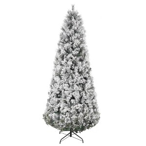 Homhougo 6ft Slim Pencil Artificial Christmas Tree with Berries & Pine Cones, Foldable Metal Base, Ideal for Tight Spaces - 1 of 4