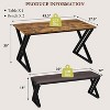 DobleePy 3-Piece Dining Table Set with 2 Benches, Brown Space-Saving Kitchen Table for 4, Padded Seats, Z-Shaped Legs, 48" Rectangular - 2 of 4