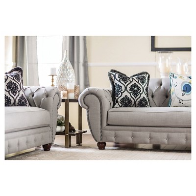 ioHomes Livingston Victorian Style Sofa and Love Seat in Gray