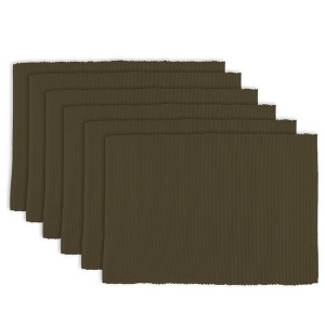 Set of 6 Wine Ribbed Placemat Dark Brown - Design Imports
