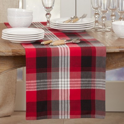 Red and Black Cotton Plaid Table Runner