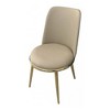 Royal Hampton Side Dining Chair Set of 2, Gold Metal, Taupe Faux Leather, Round Seats - 3 of 4