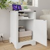 LIVAREEmlen Farmhouse Nightstand Side Table, Wooden Rustic End Table, Tall Bedside Table with Electrical Outlets Charging Station - White - 3 of 4