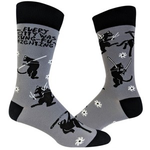 Crazy Dog T-Shirts Every Kitty Was Kung-Fu Fighting Socks Funny Novelty Crazy Saying Gift (Multi) - Mens (9-11) - 1 of 4
