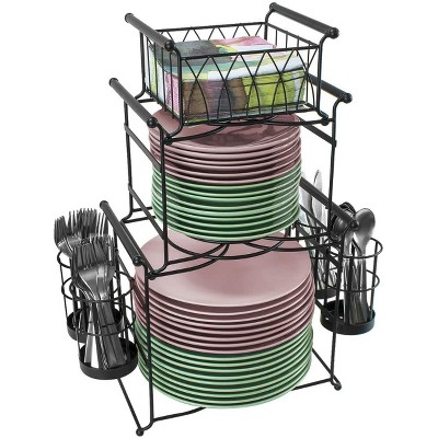 Sorbus 7-Piece Stackable Buffet Caddy Set Black