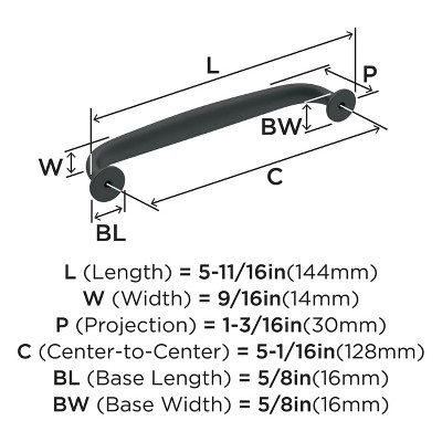Matte Black Traditional Cabinet Bar Pull with Mounting Hardware