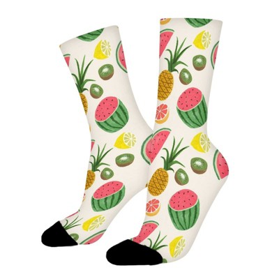 Pineapple Fruits Women Printed Crew Socks Funny Funky Socks Soft Polyester Novelty Gifts for Artists Men