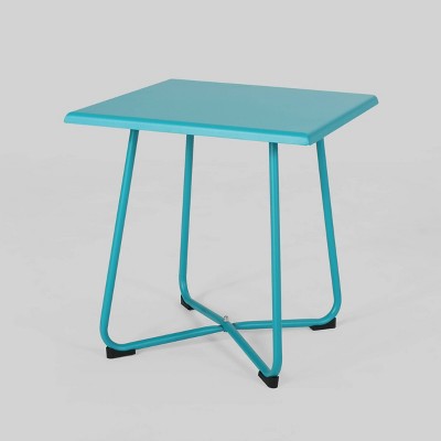 Alder Steel Modern Patio Side Table Teal - Christopher Knight Home: Weather-Resistant, Square Shape