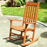 Costway Outdoor Eucalyptus Rocking Chair Single Rocker for Patio Deck Garden Natural