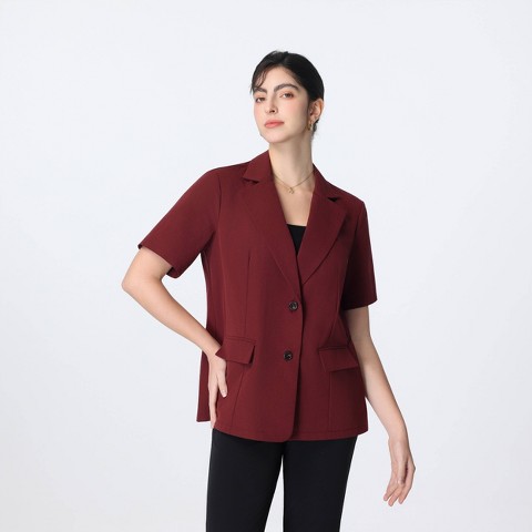 A New Day Women's Button-Down Blazer - A New Day™ Dark Red L