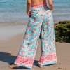 Women's Vibrant Floral Print Beach Pants with Smocked Waistband - Cupshe - 4 of 4